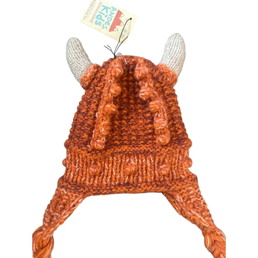 NWT OS Andes Kids Fair Trade Handmade Knitted Monster Hat Beanie Alpaca Blend - Picture 2 of 5